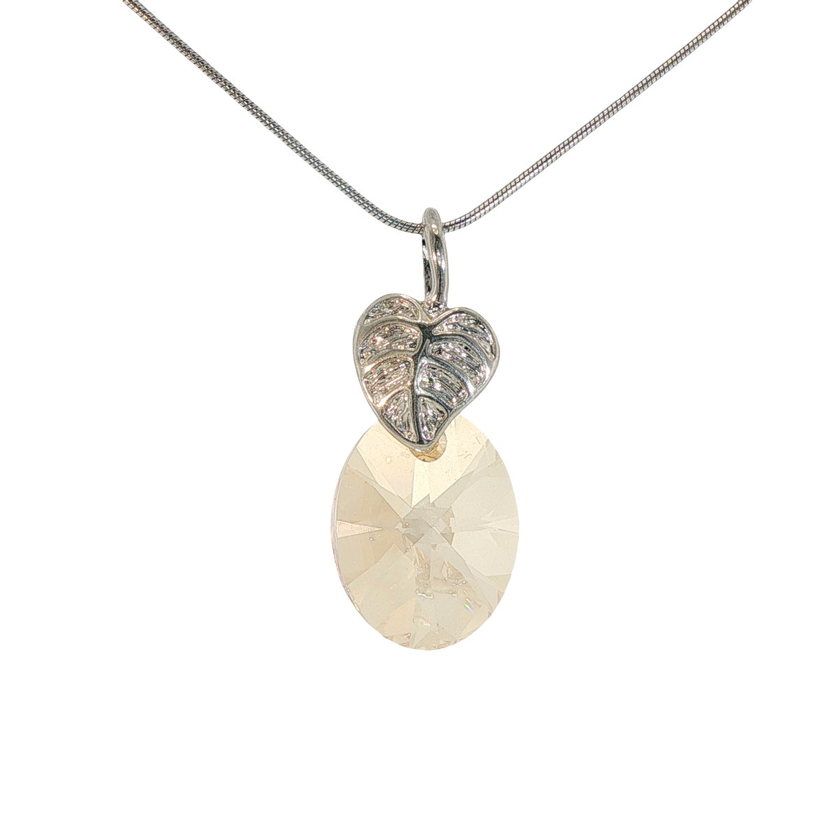 Swarovski Crystal Golden Shadow Oval and leaf Pendant
