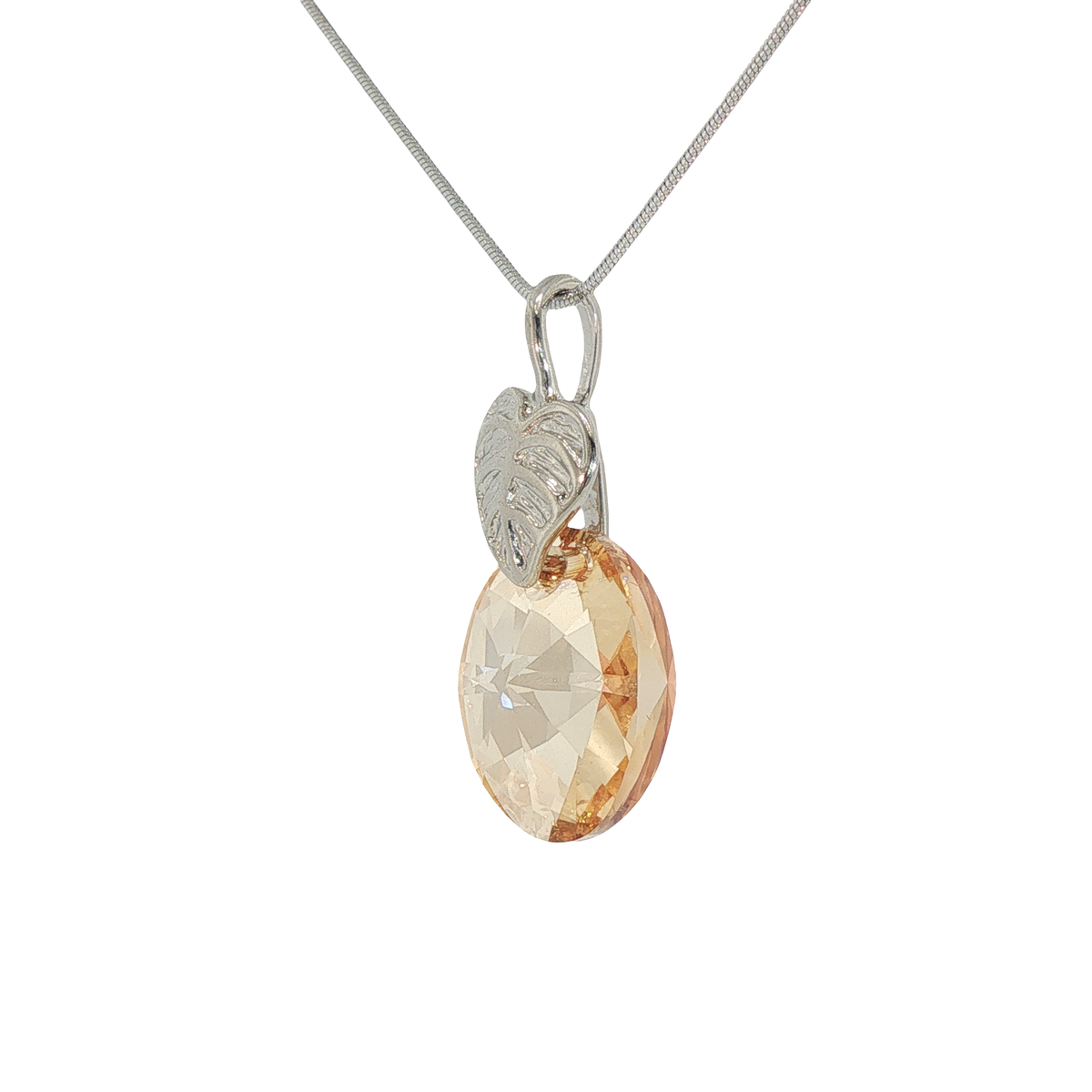 Swarovski Crystal Golden Shadow Oval and leaf Pendant