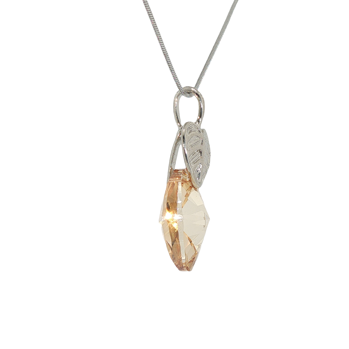 Swarovski Crystal Golden Shadow Oval and leaf Pendant