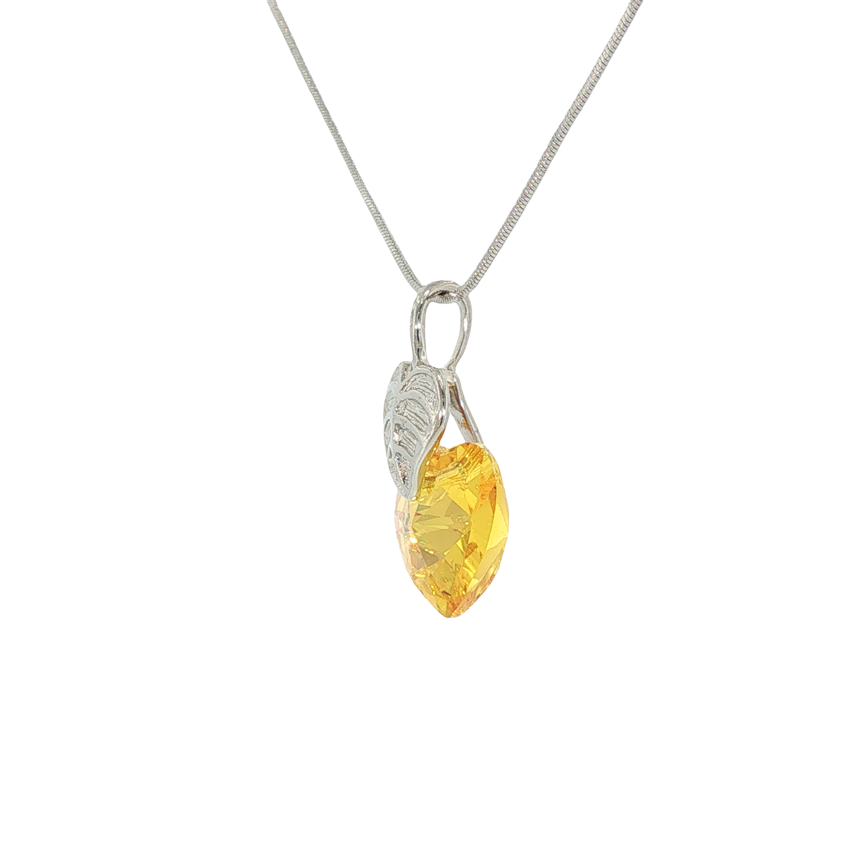 Swarovski Crystal Yellow Heart and Leaf Pendant