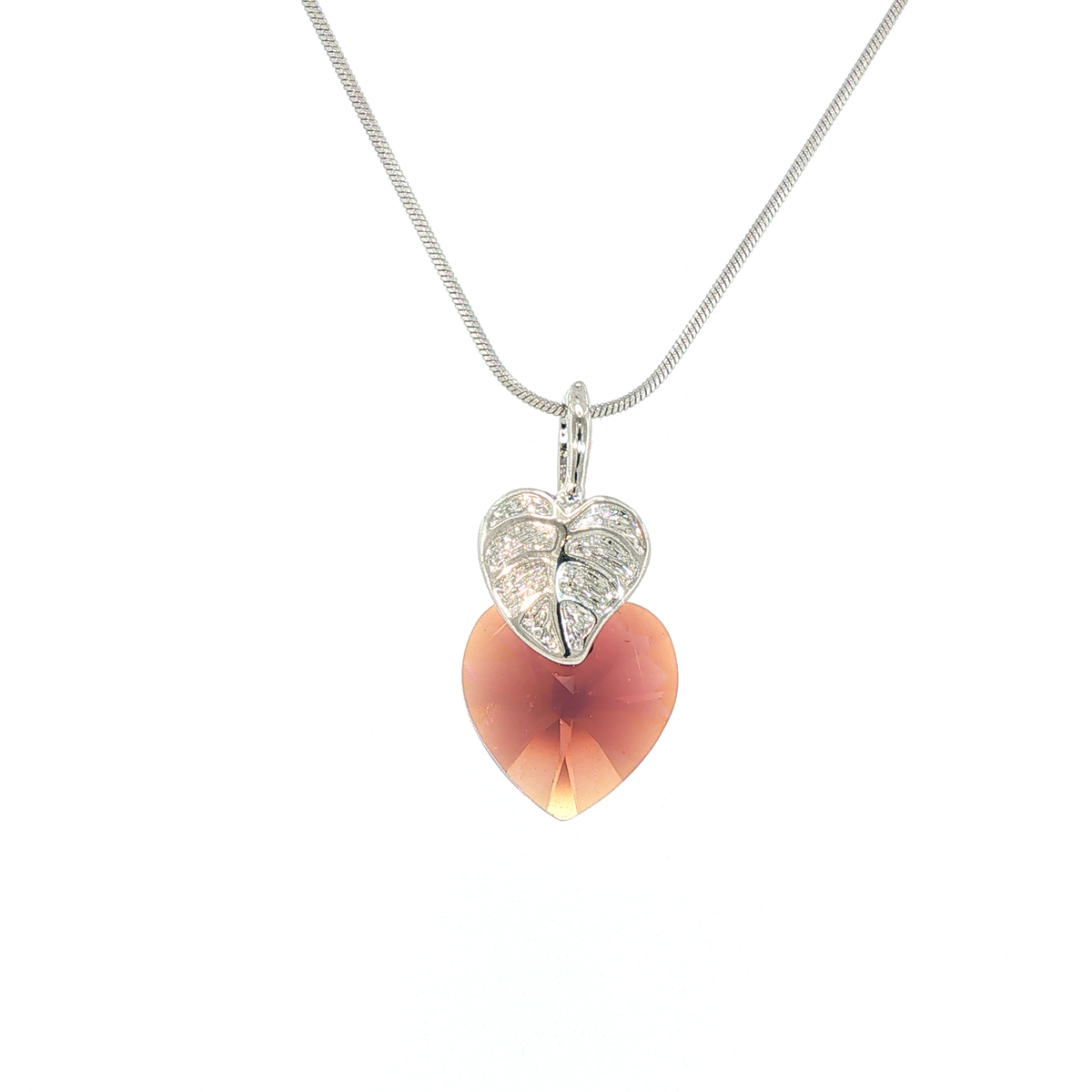 Swarovski Crystal Amethyst Heart Leaf Pendant