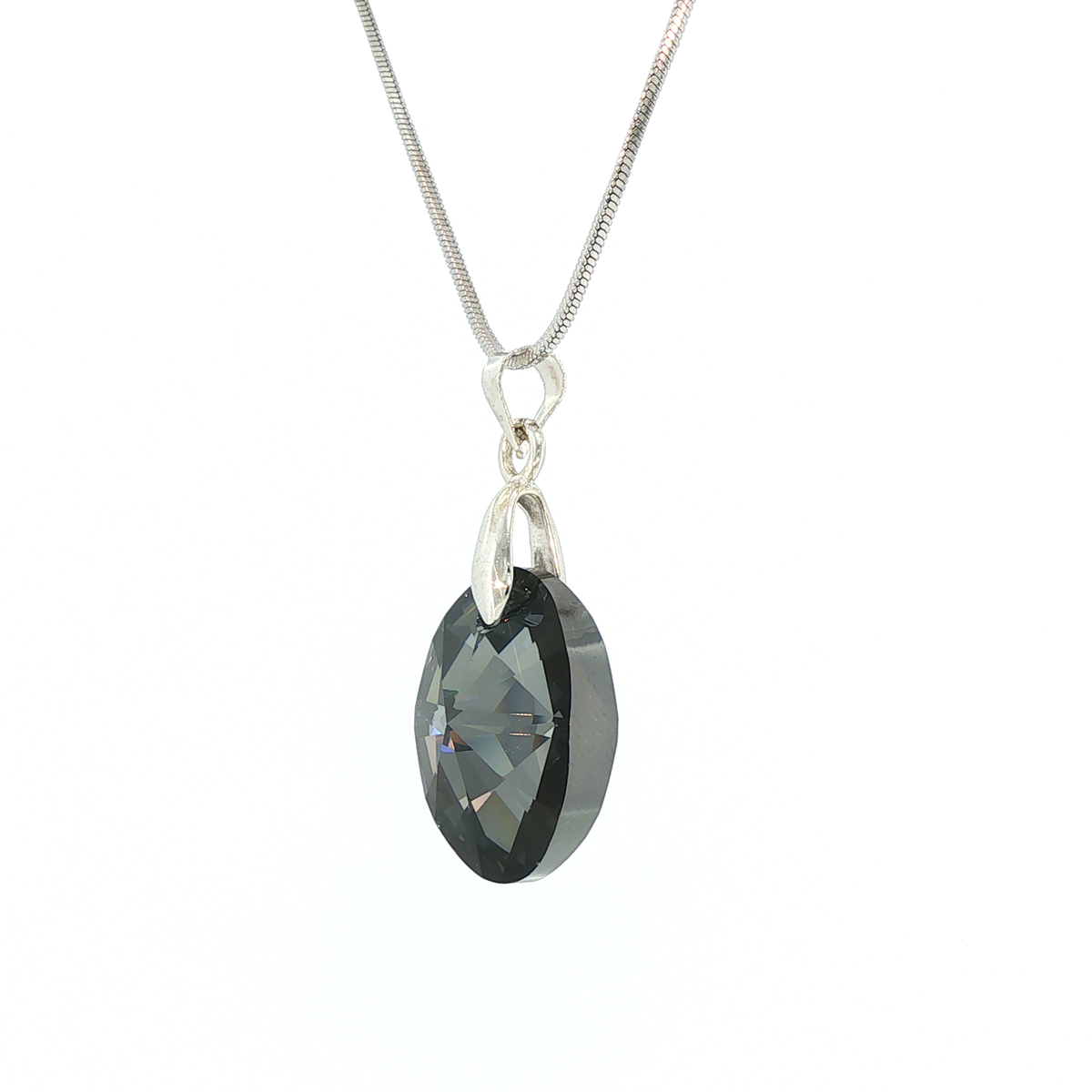 Swarovski Crystal Xilion Dark Grey Oval Pendant