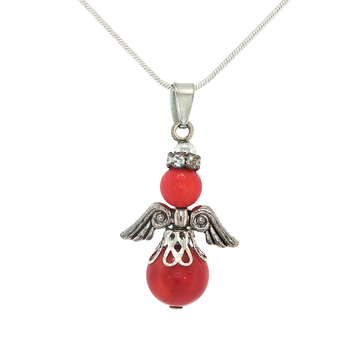 Red Bead Angel Charm Pendant