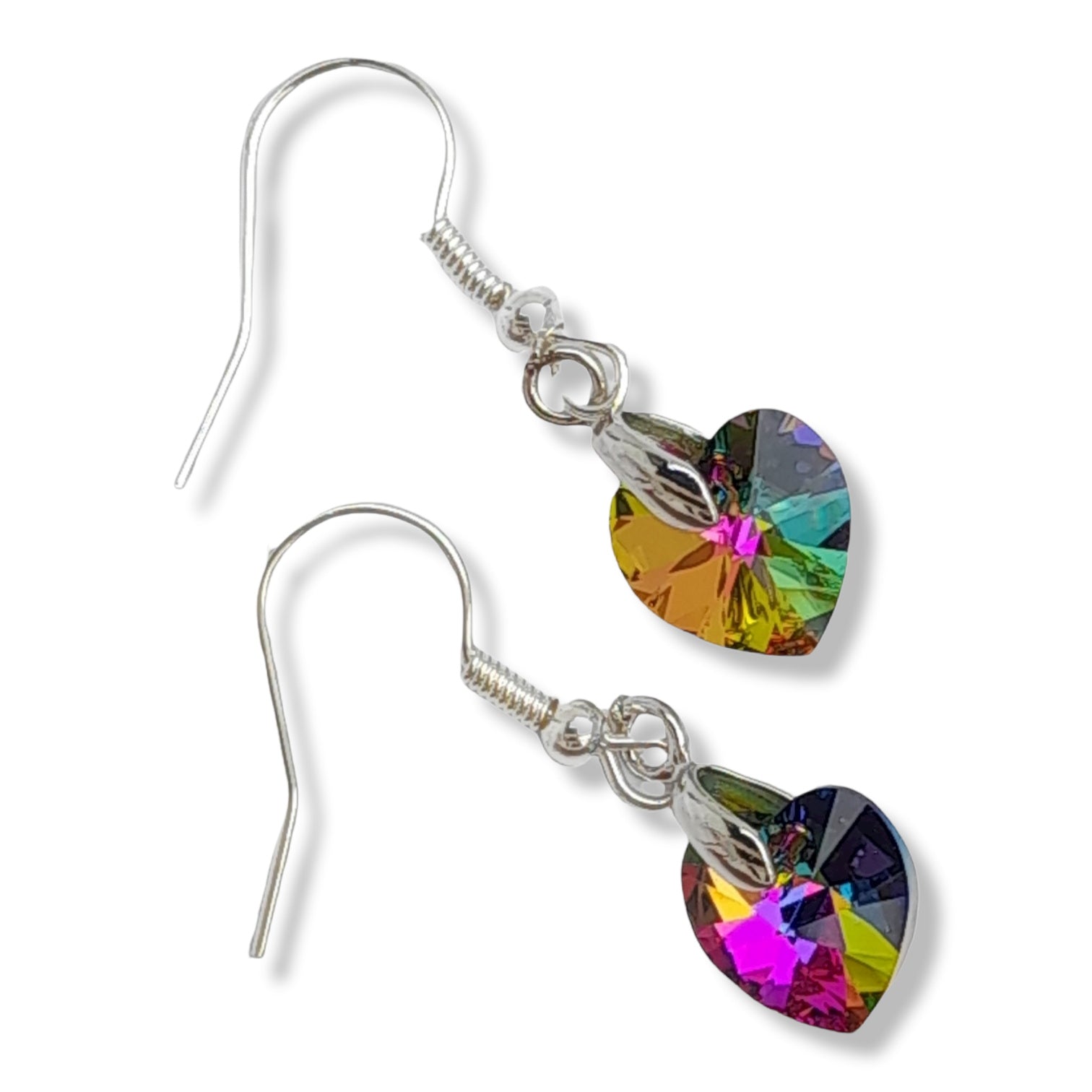 Swarovski Crystal Heart Dangle Earrings Vitrail