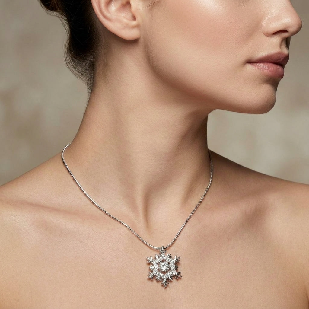 Cubic Zirconia Snowflake Pendant