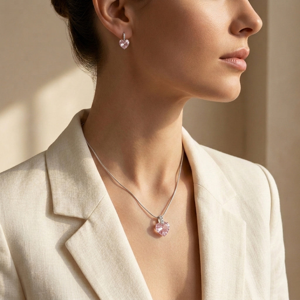 Swarovski Crystal Light Rose Heart Pendant