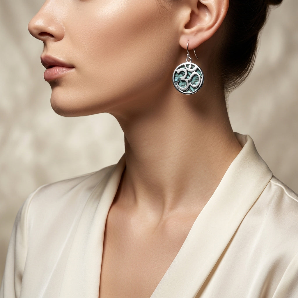 Paua Shell Round Disc Earrings