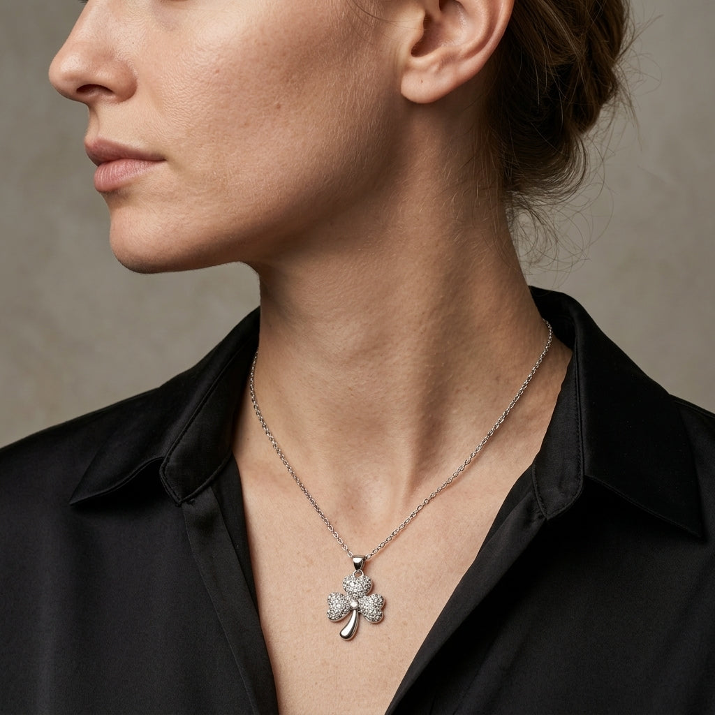 Grand Pave Crystal Shamrock Pendant