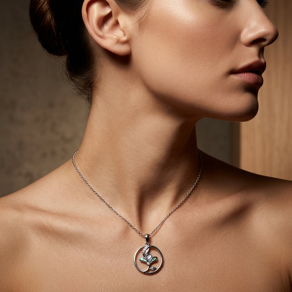 Paua Shell Flower Pendant