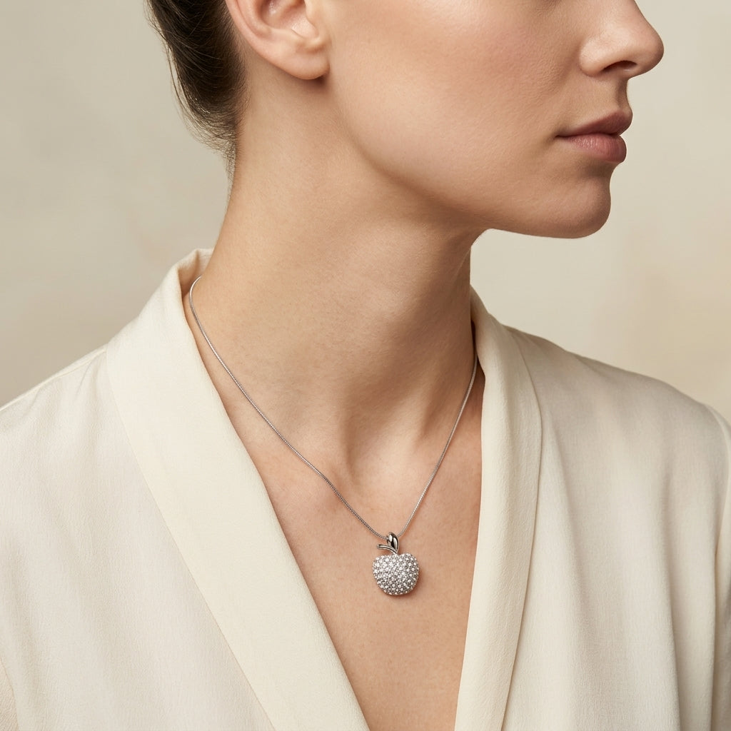 Crystal Encrusted Apple Pendant