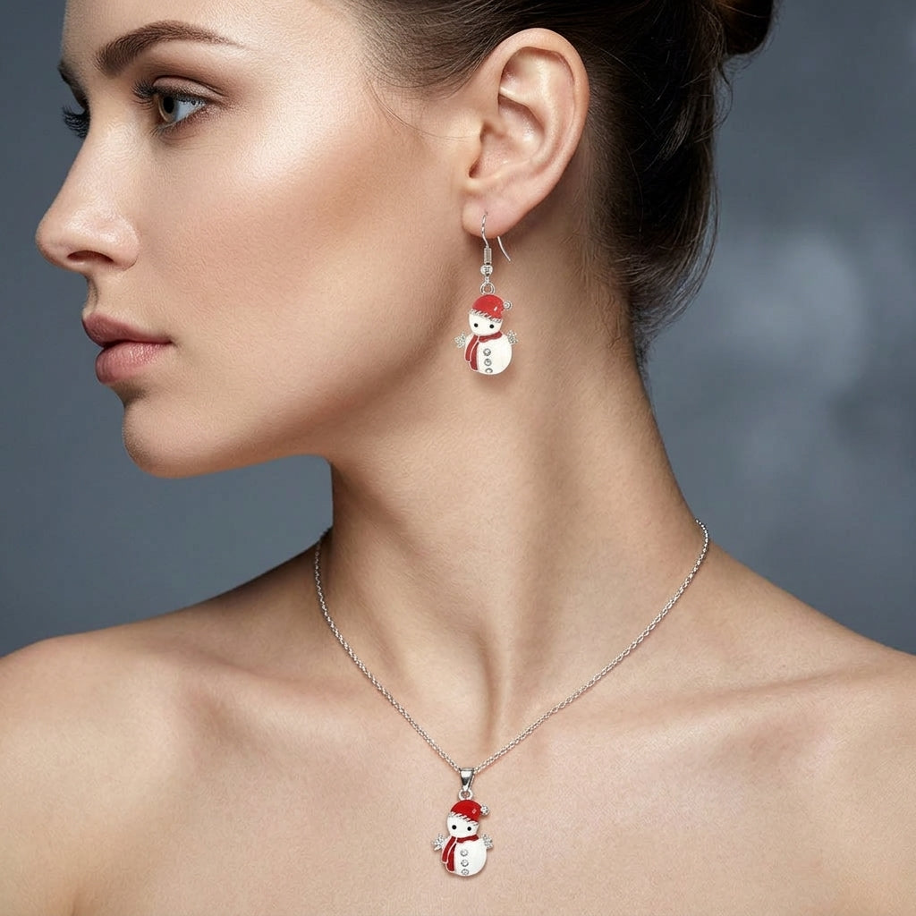 Snowman Hook Earrings with Cubic Zirconia