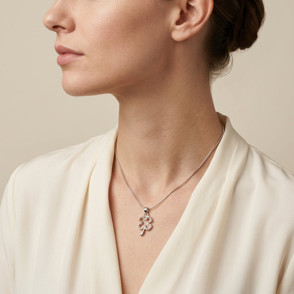 Sparkle Crystal Hollow Shamrock Pendant