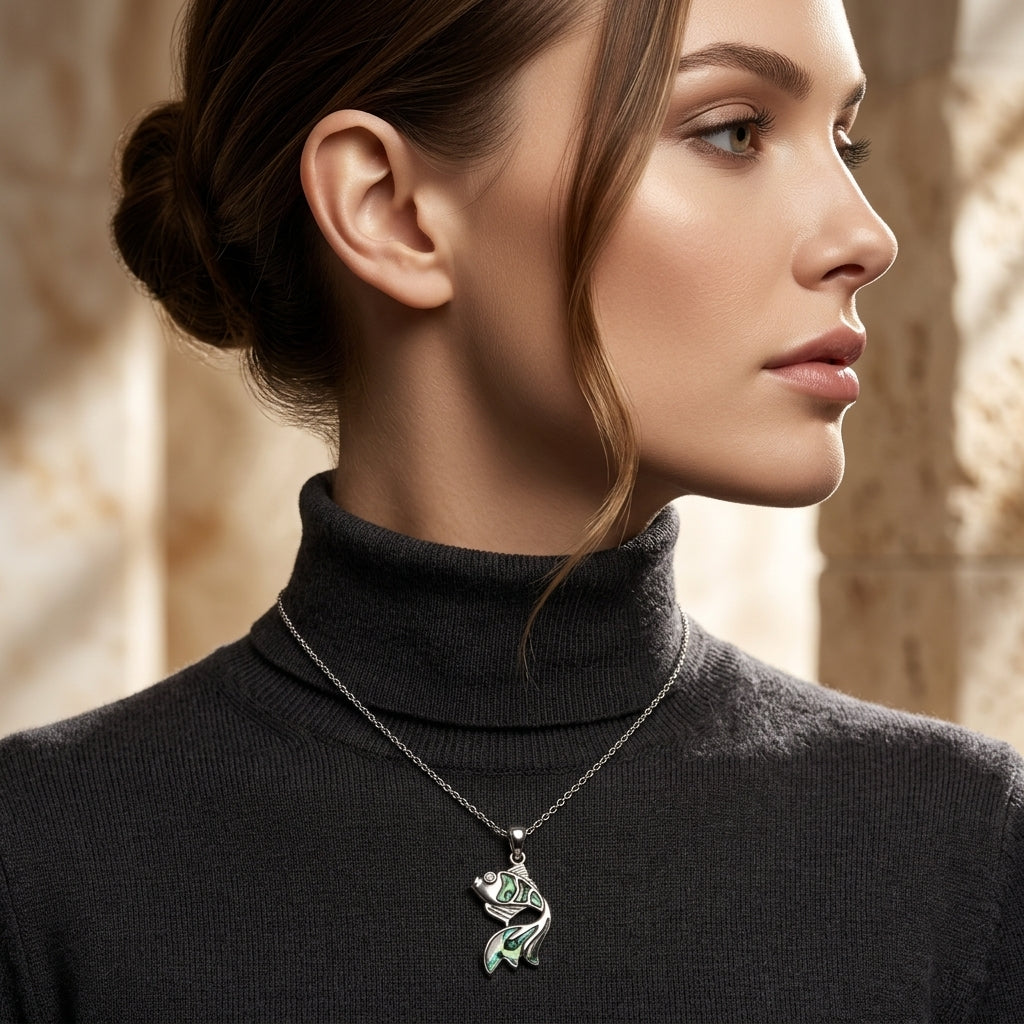 Paua Shell Goldfish Pendant