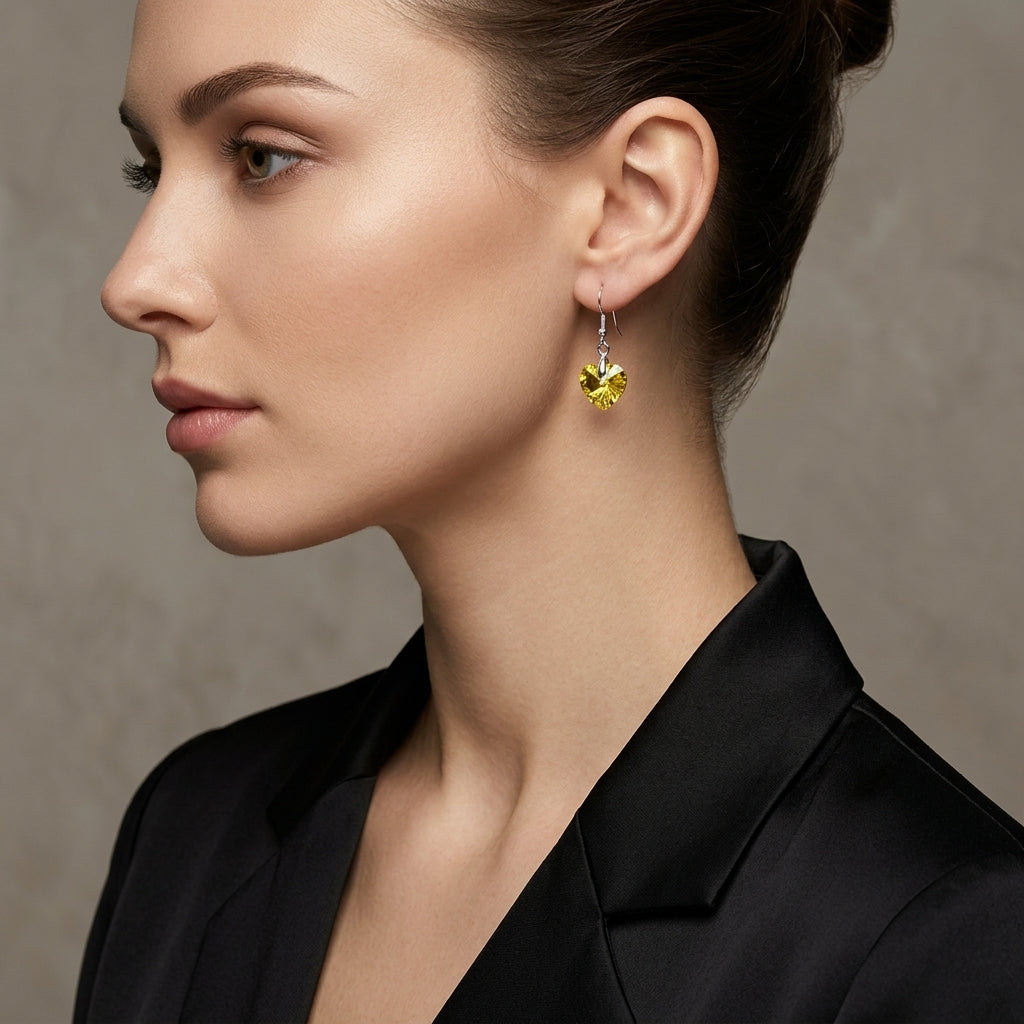 Xilion Yellow Heart Dangle Earrings