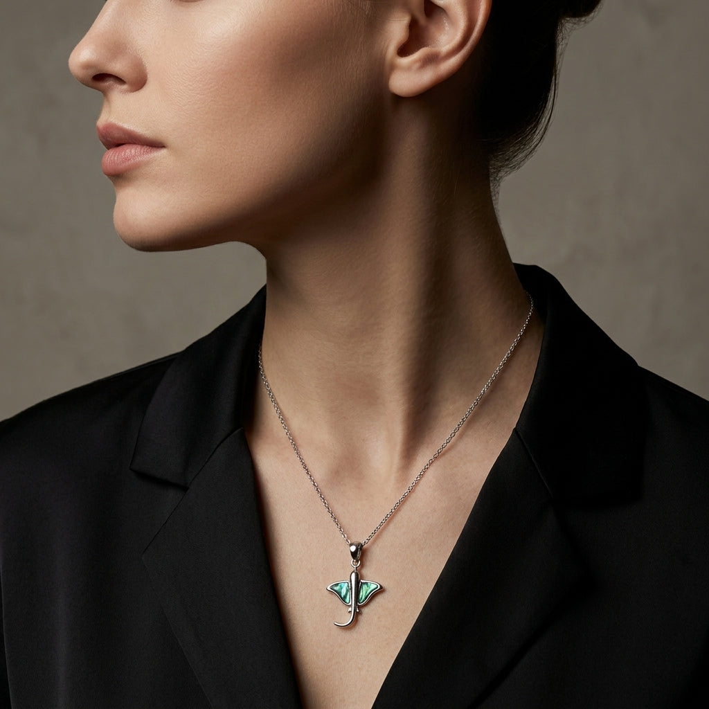 Paua Shell Stingray Pendant