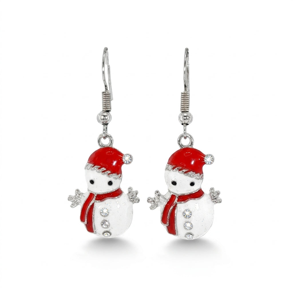 Snowman Hook Earrings with Cubic Zirconia