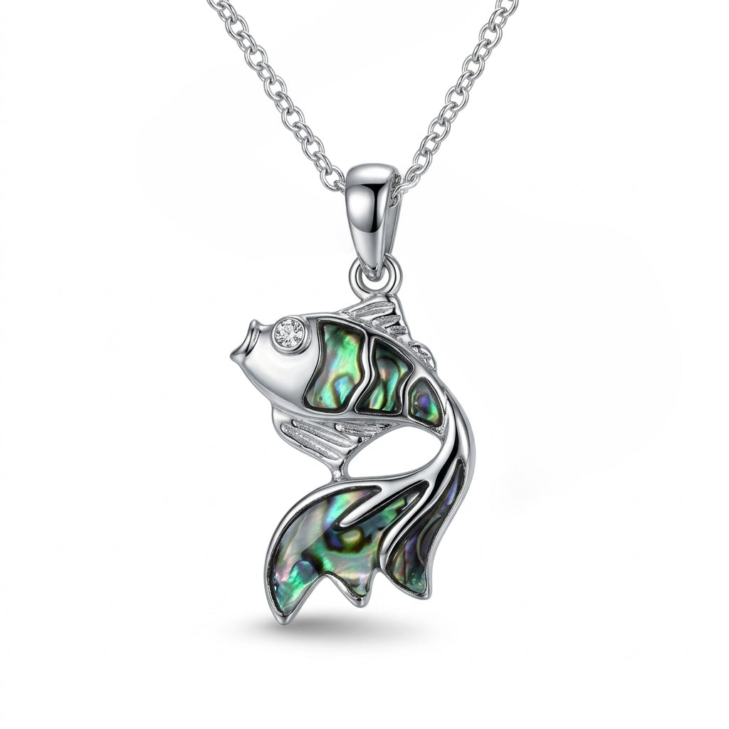 Paua Shell Goldfish Pendant