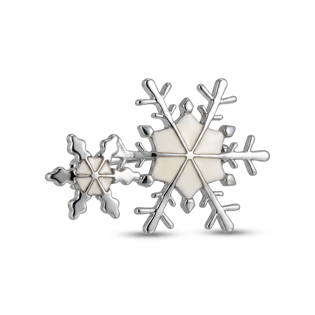 Double Snowflake Brooch with Mother Of Pearl Inlay