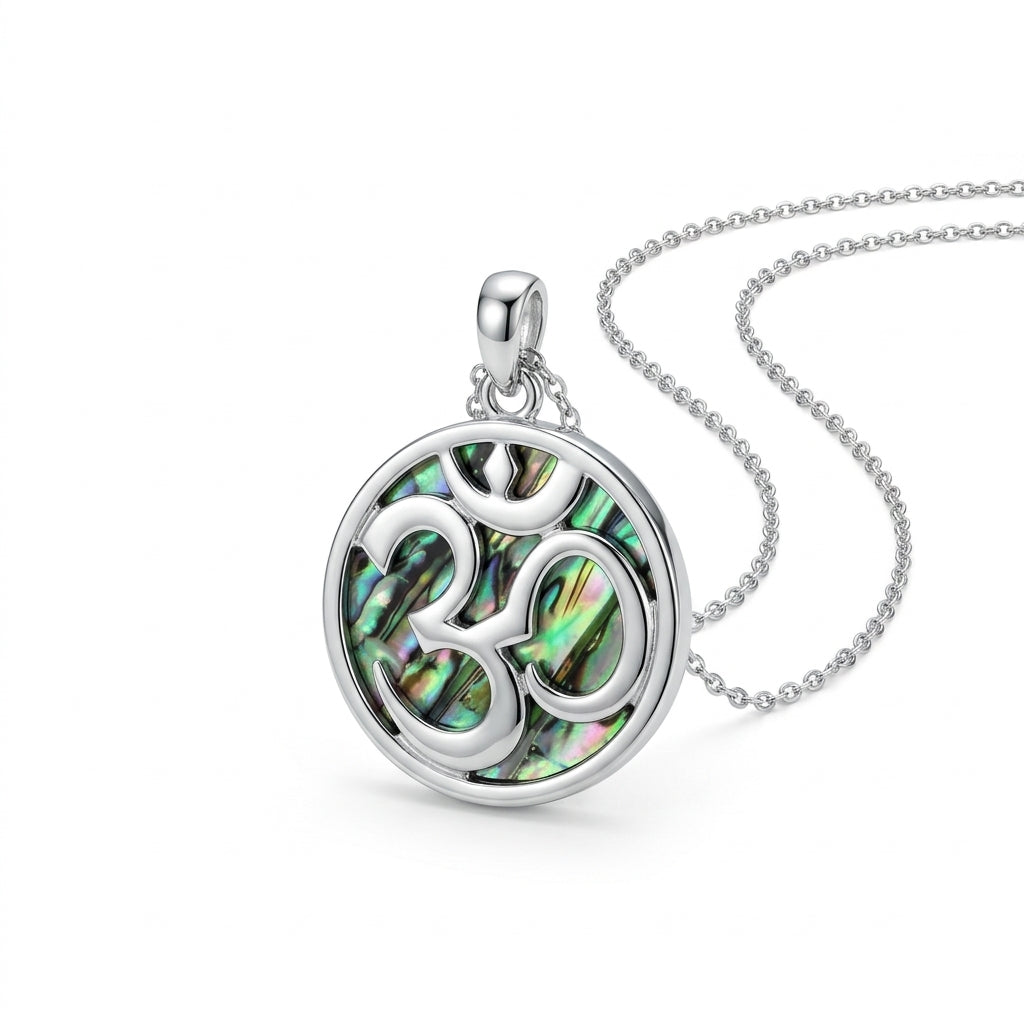 Paua Shell Round Symbol Disc Pendant