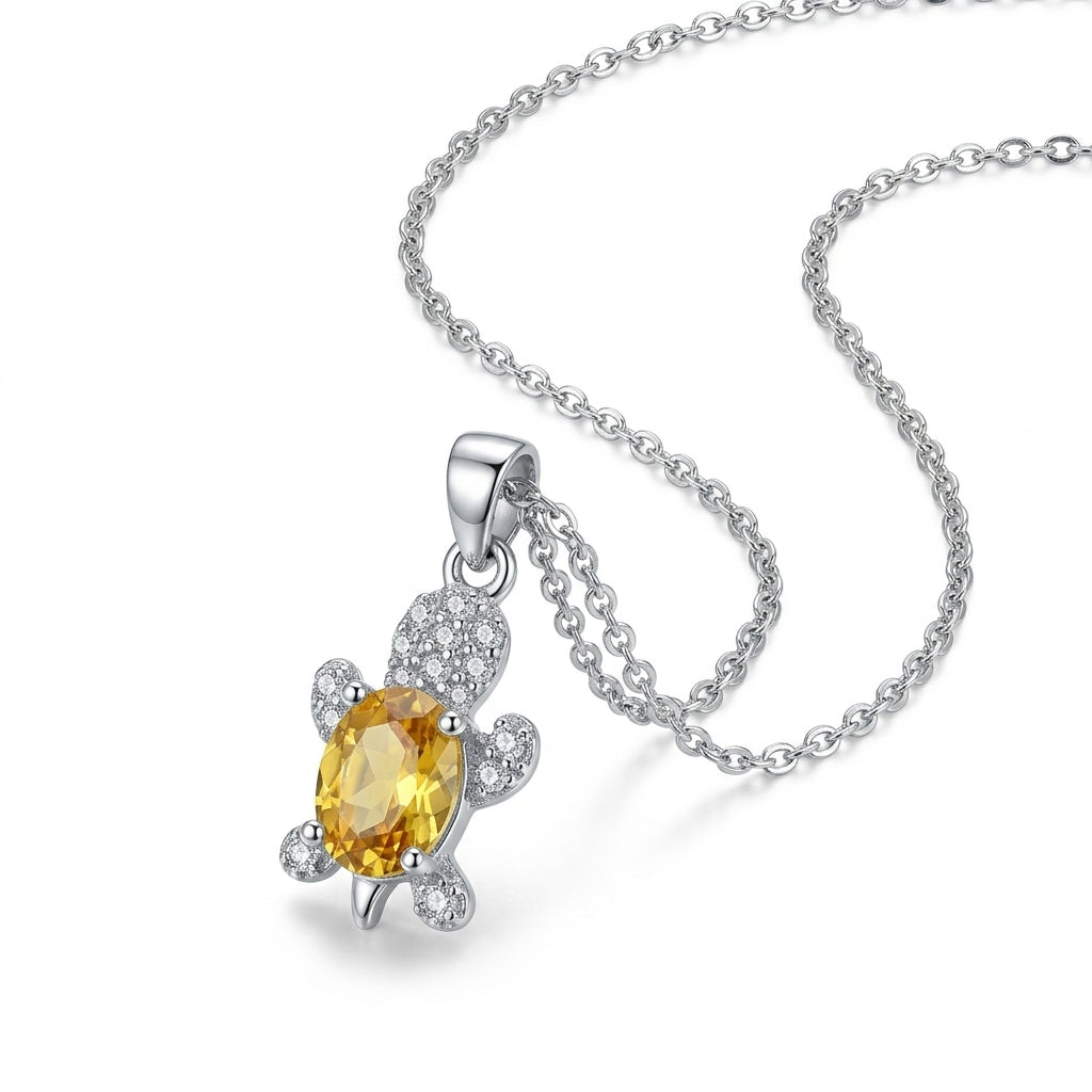 Yellow Crystal Turtle Pendant