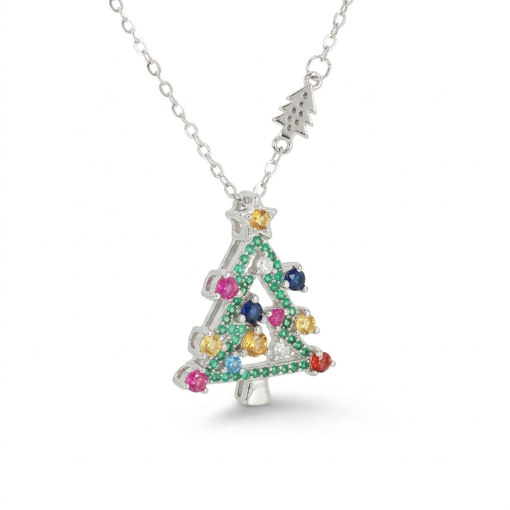 Multi-Stone Christmas Tree Pendant
