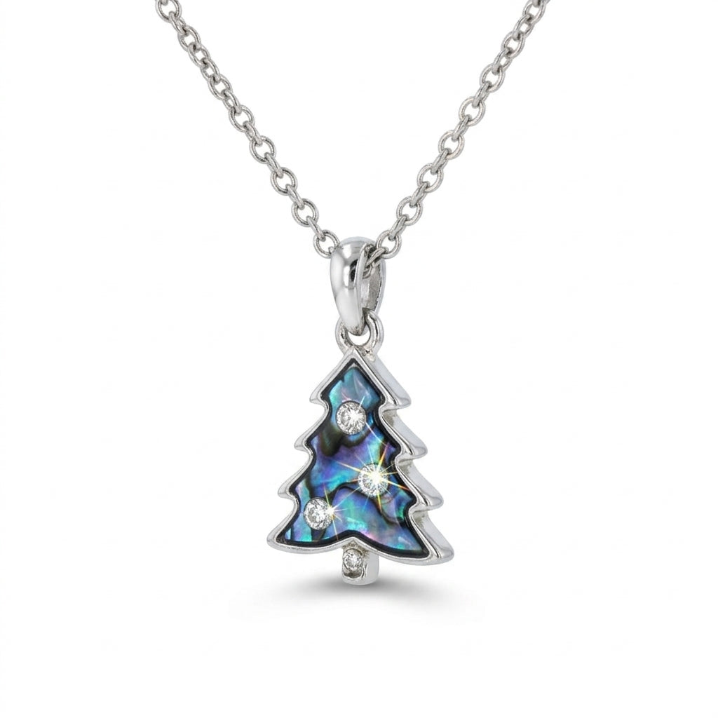 Iridescent Paua Shell Christmas Tree Pendant