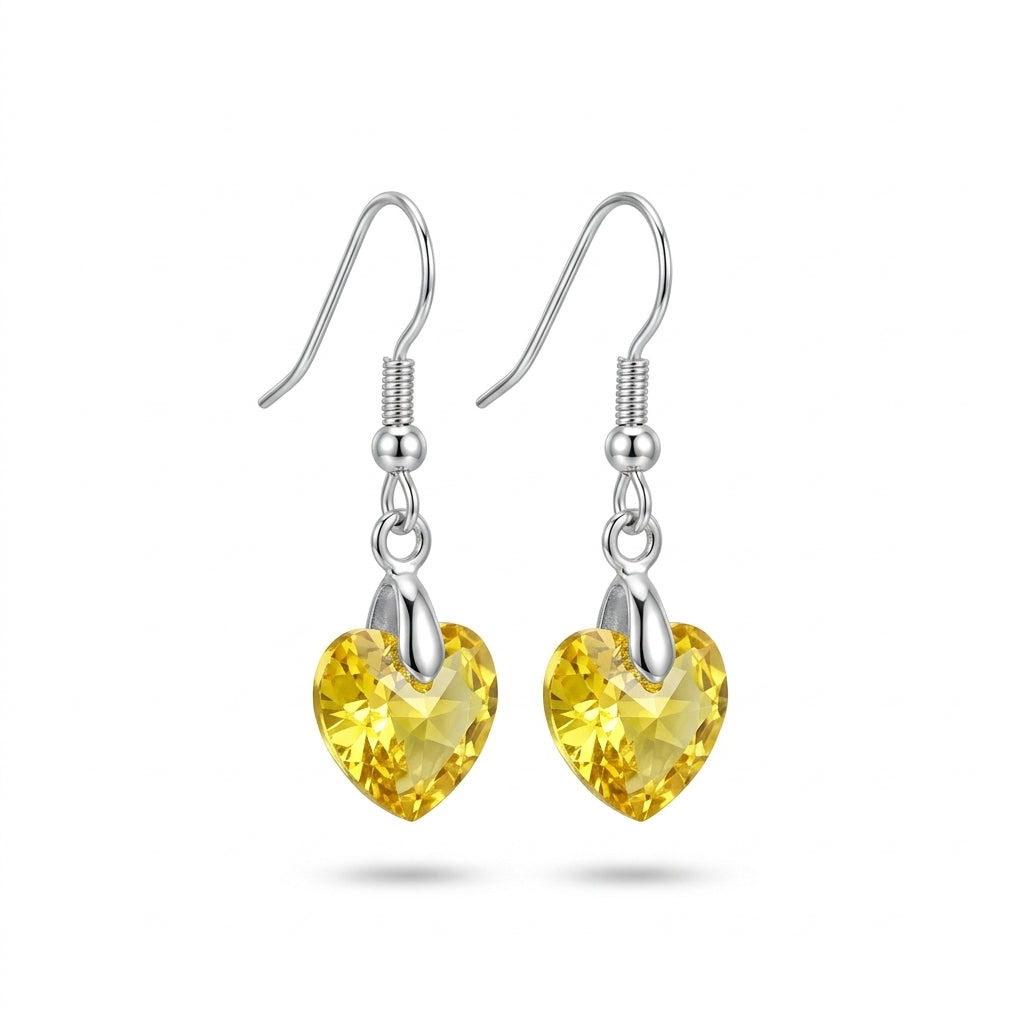 Xilion Yellow Heart Dangle Earrings