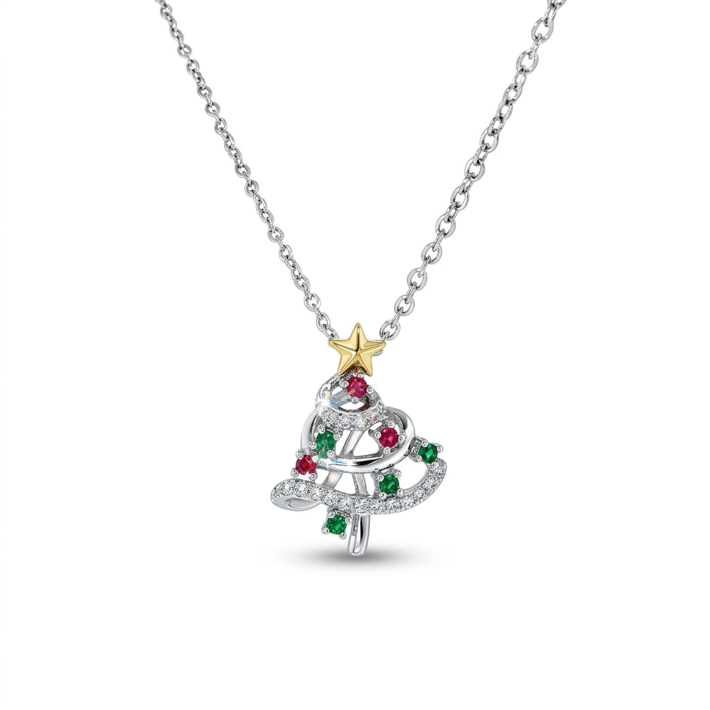 Christmas Tree Pendant with Cubic Zirconia