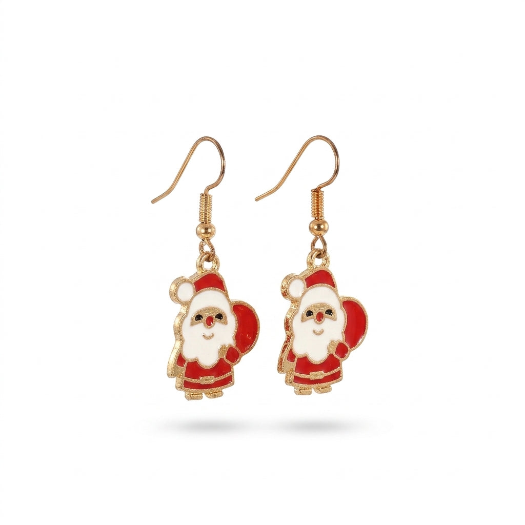 Santa Claus Enamel Hook Earrings