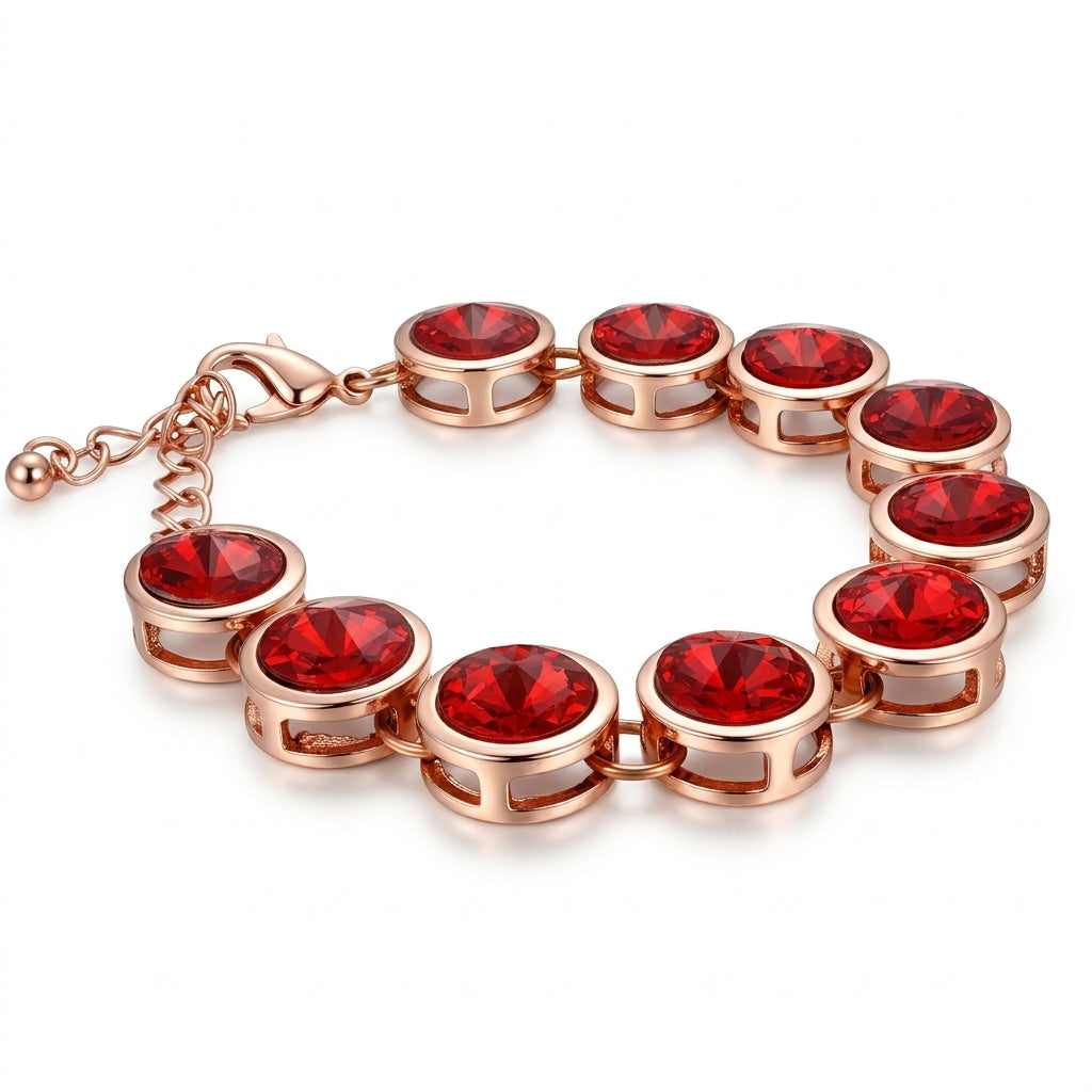 Red Crystal Linked Chain Bracelet