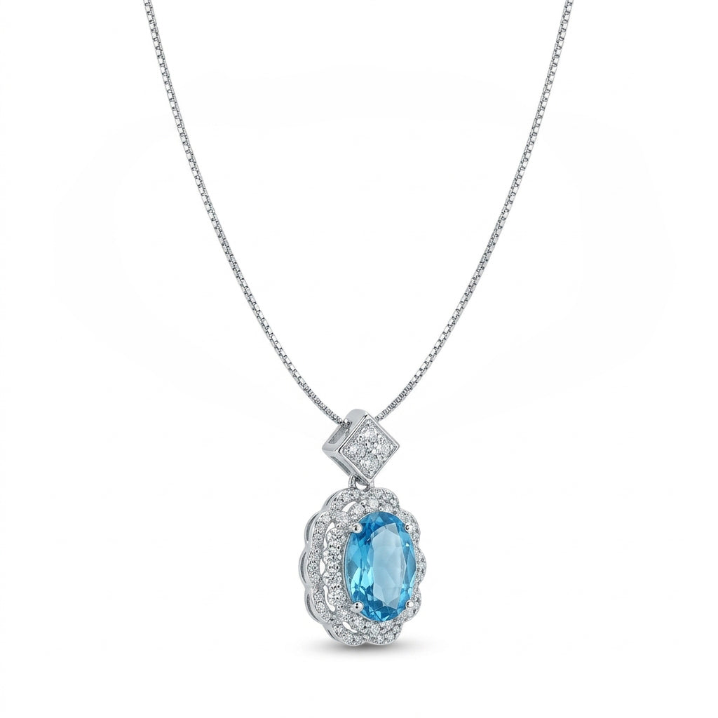 Zircon Crystal Lantana Aqua Pendant