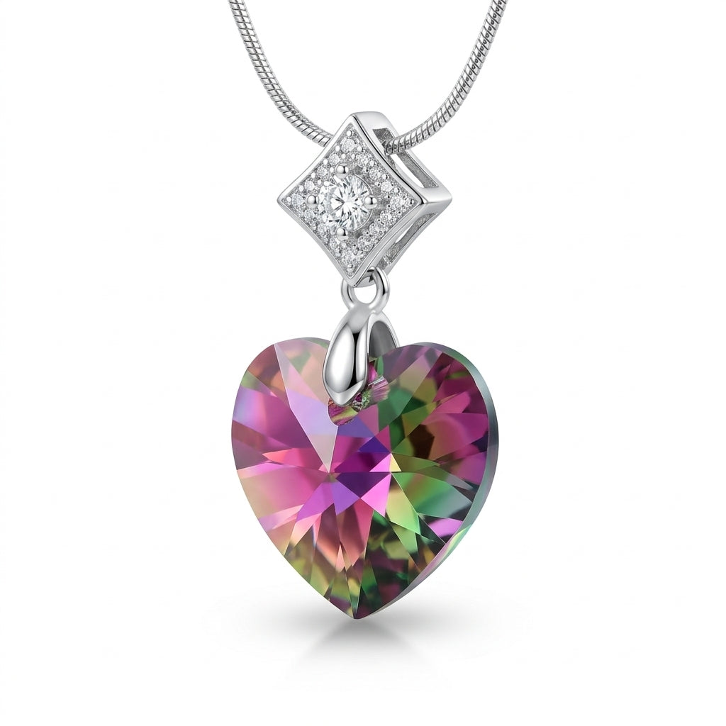 Swarovski Heart & Pave Square Pendant Vitrail