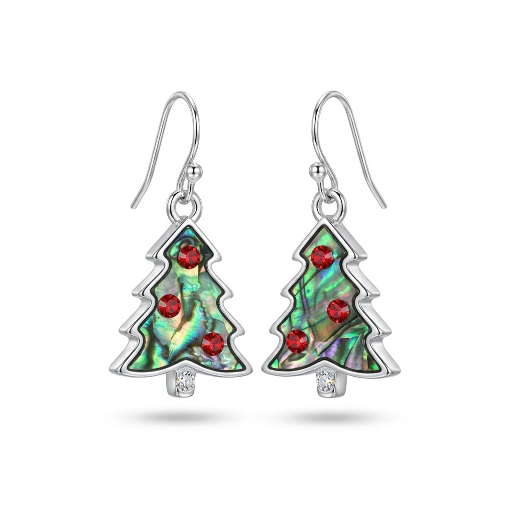 Paua Shell Christmas Tree Hook Earrings