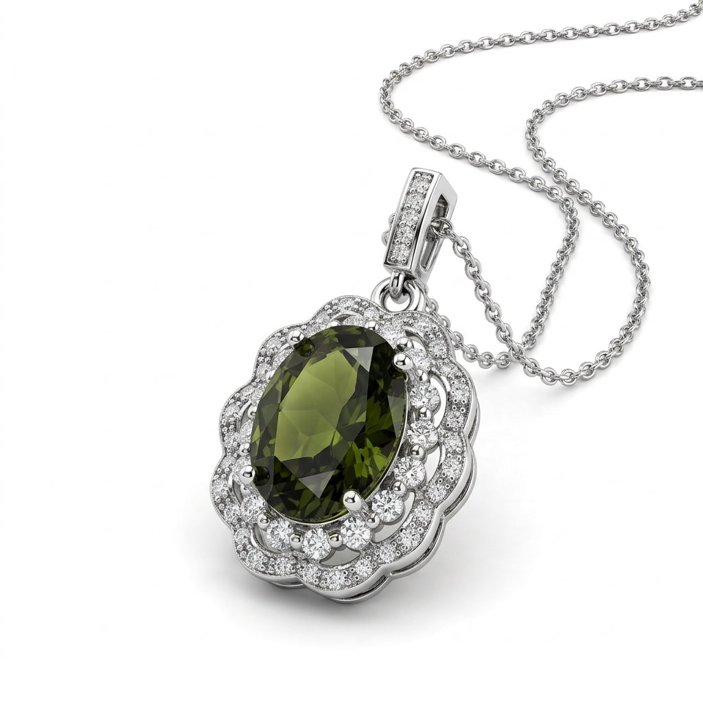 Zircon Crystal Lantana Pendant with Peridot