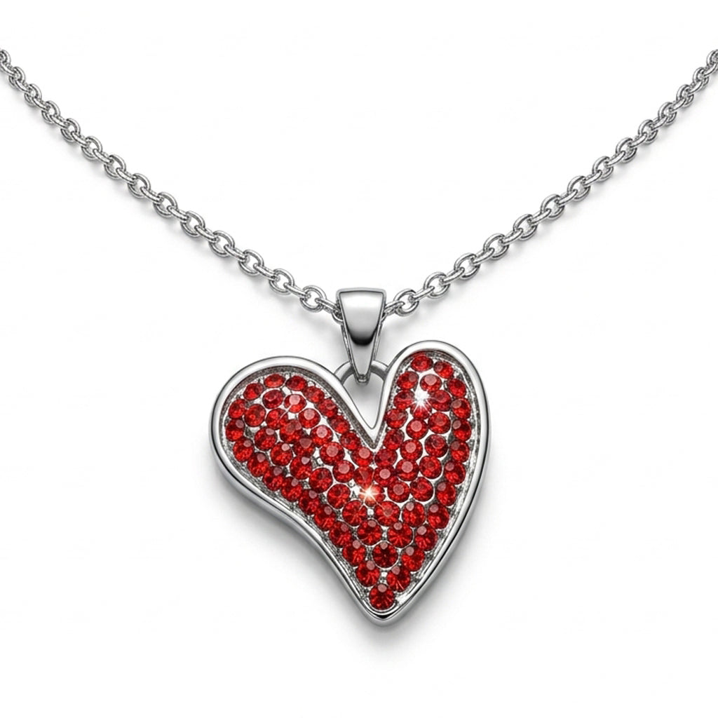 Sparkle Pave Siam Crystal Heart Pendant