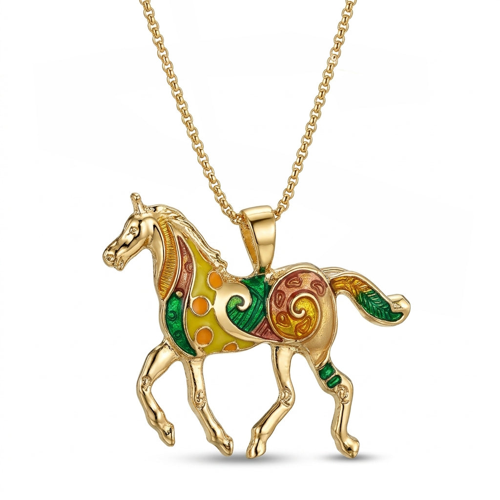 Horse Pendant – Equestrian Charm Necklace - Gold
