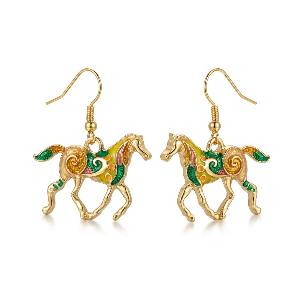 Horse Earrings – Equestrian Charm Earrings - Gold