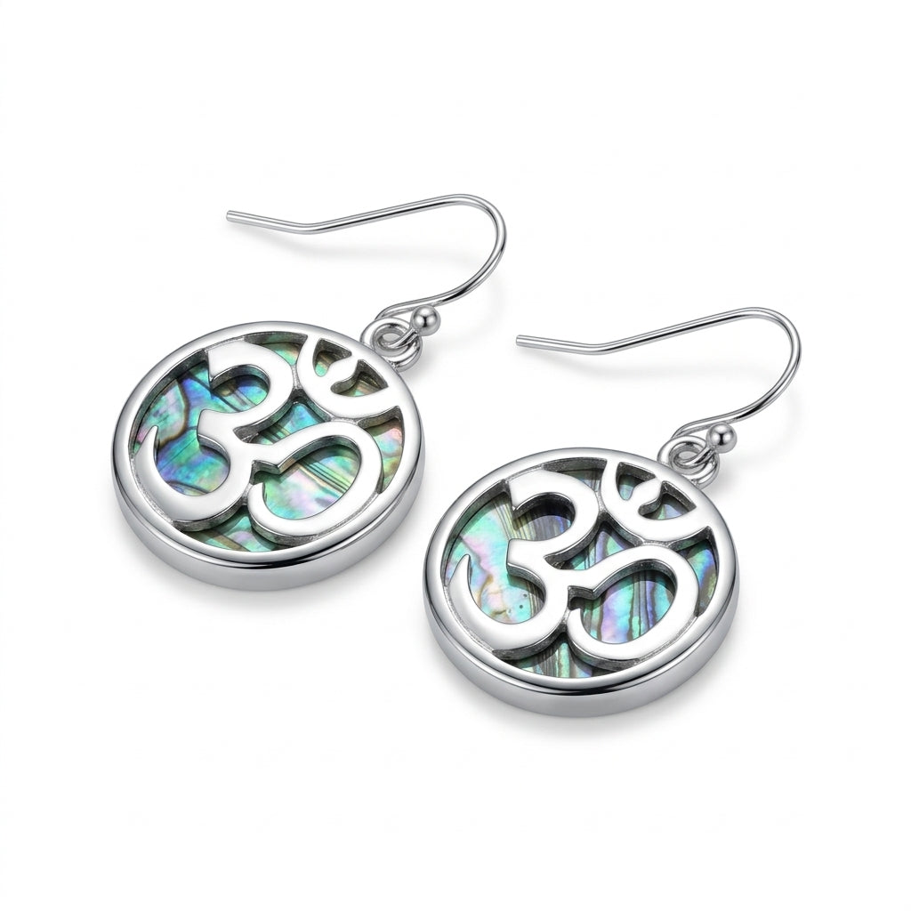 Paua Shell Round Disc Earrings