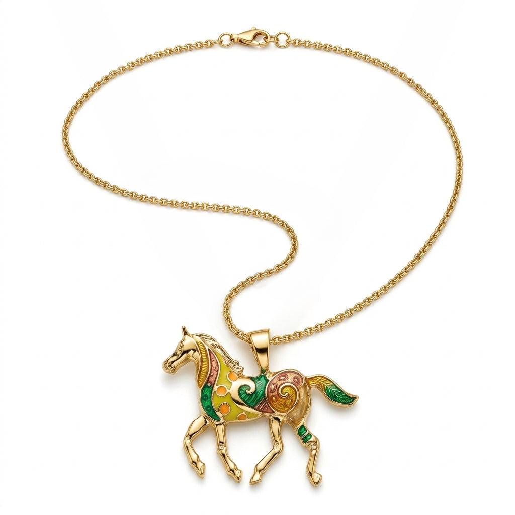 Horse Pendant – Equestrian Charm Necklace - Gold
