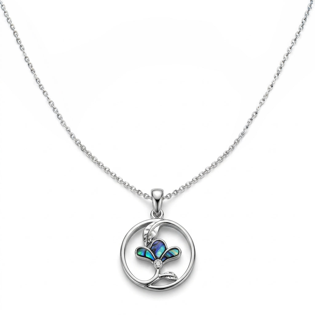Paua Shell Flower Pendant