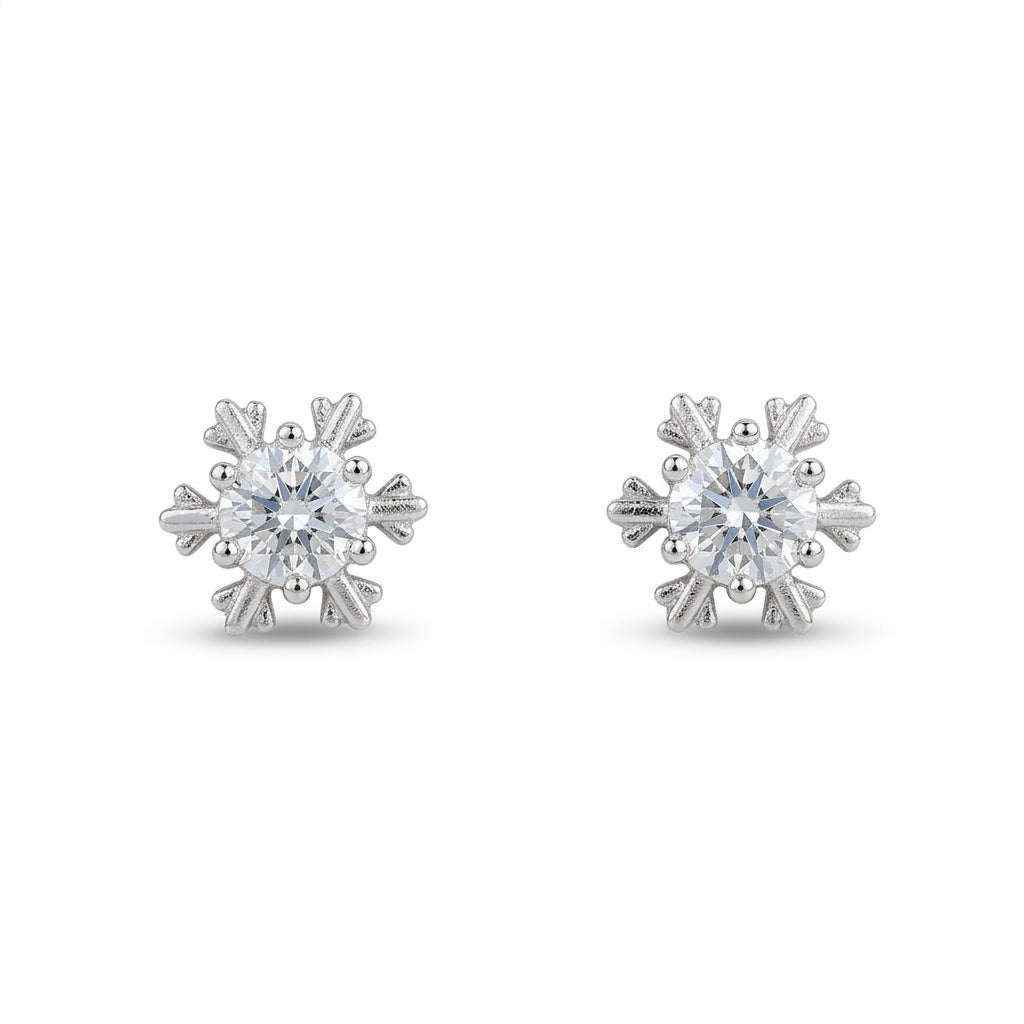 Snowflake Cubic Zirconia Stud Earrings