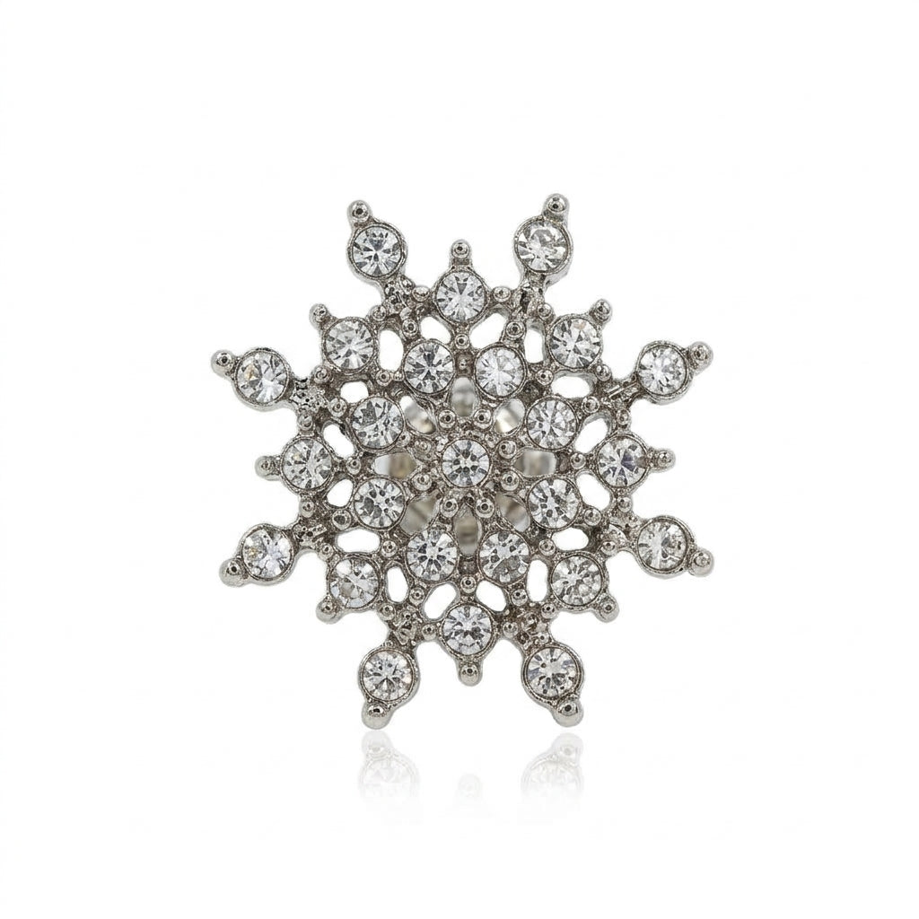 Cubic Zirconia Snowflake Cluster Stud Earrings