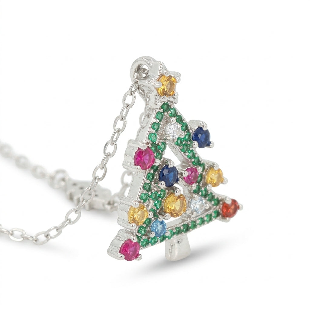 Multi-Stone Christmas Tree Pendant