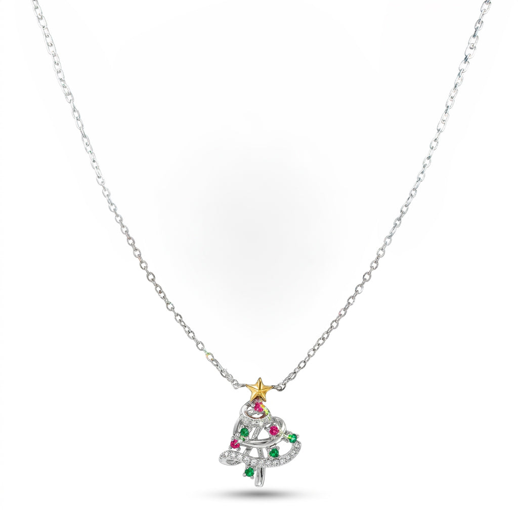 Christmas Tree Pendant with Cubic Zirconia