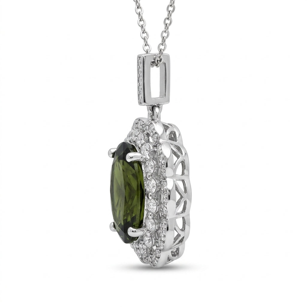 Zircon Crystal Lantana Pendant with Peridot
