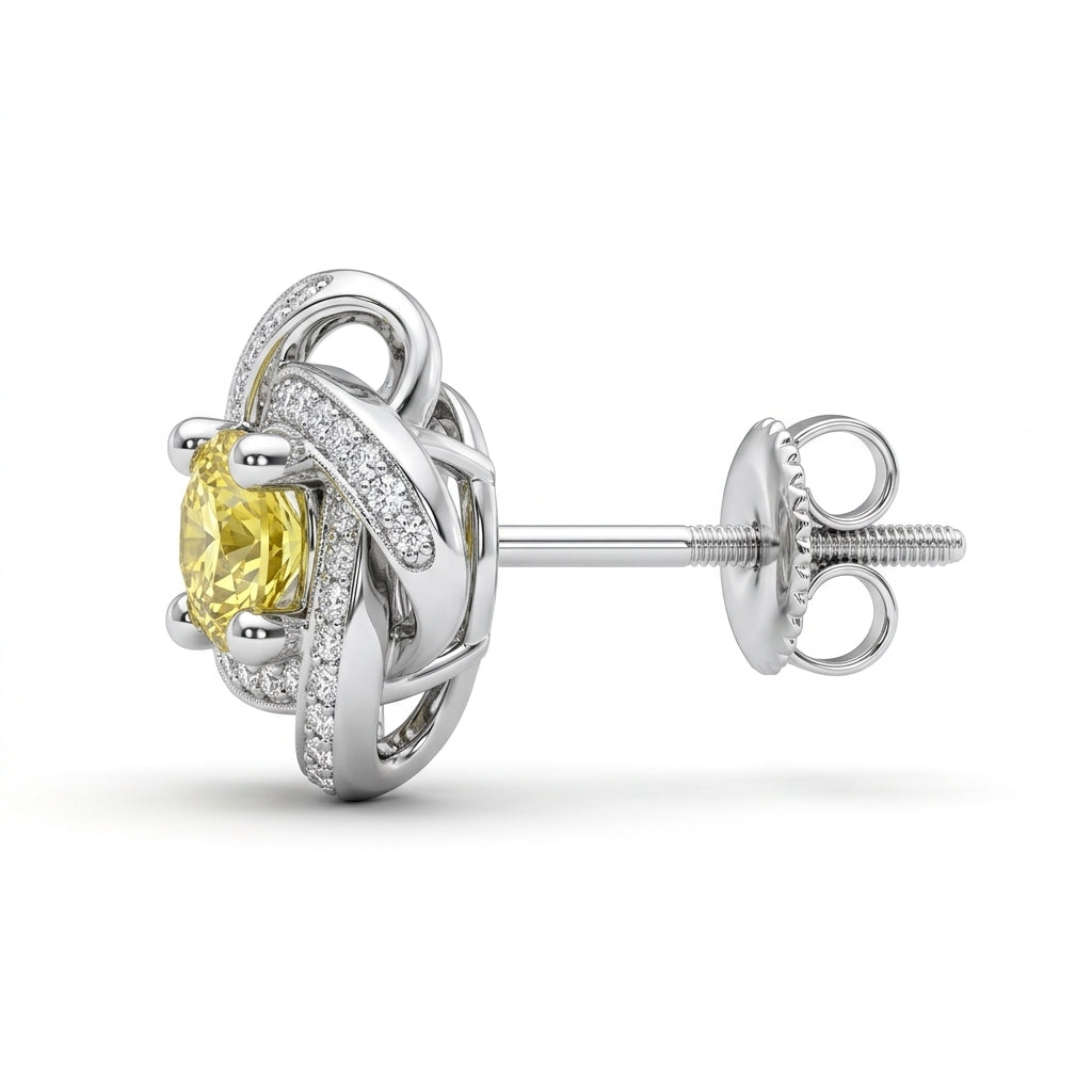 Sterling Silver Knot Studs Yellow