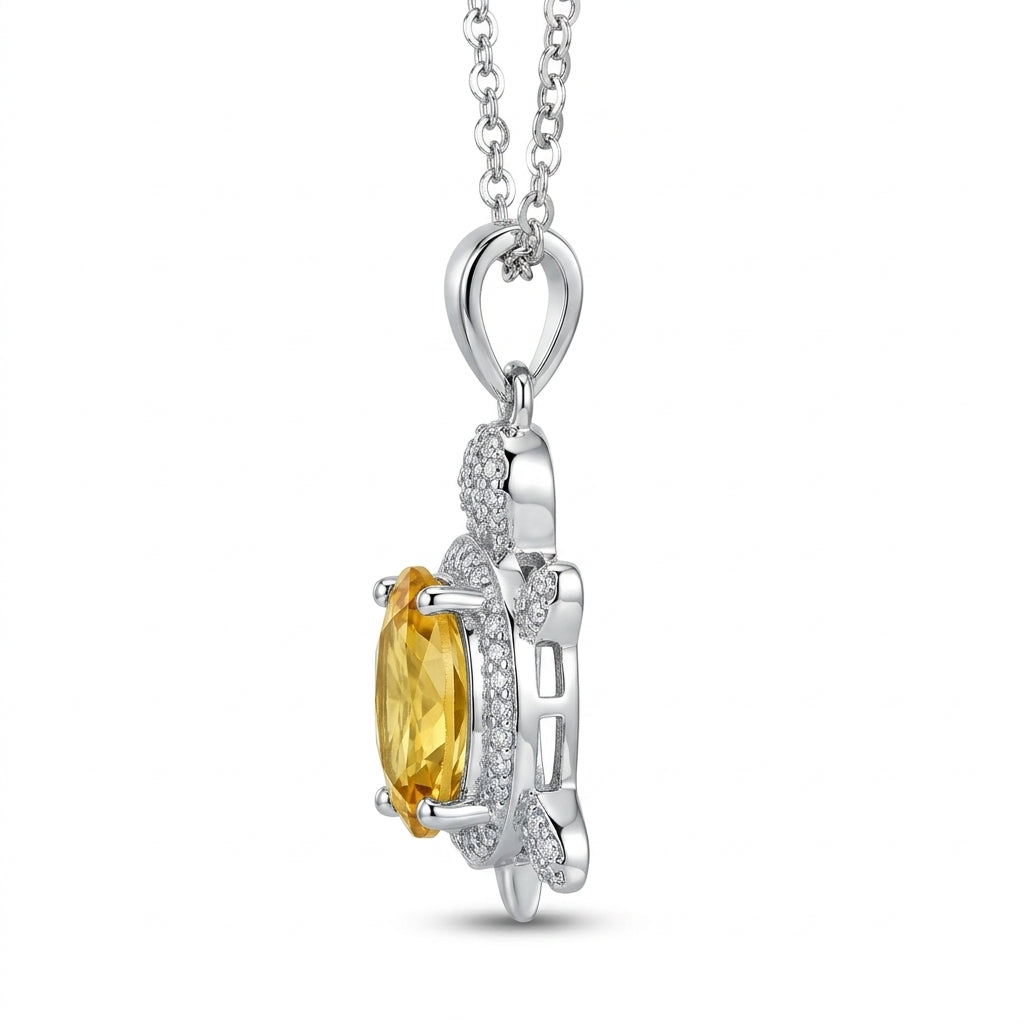 Yellow Crystal Turtle Pendant