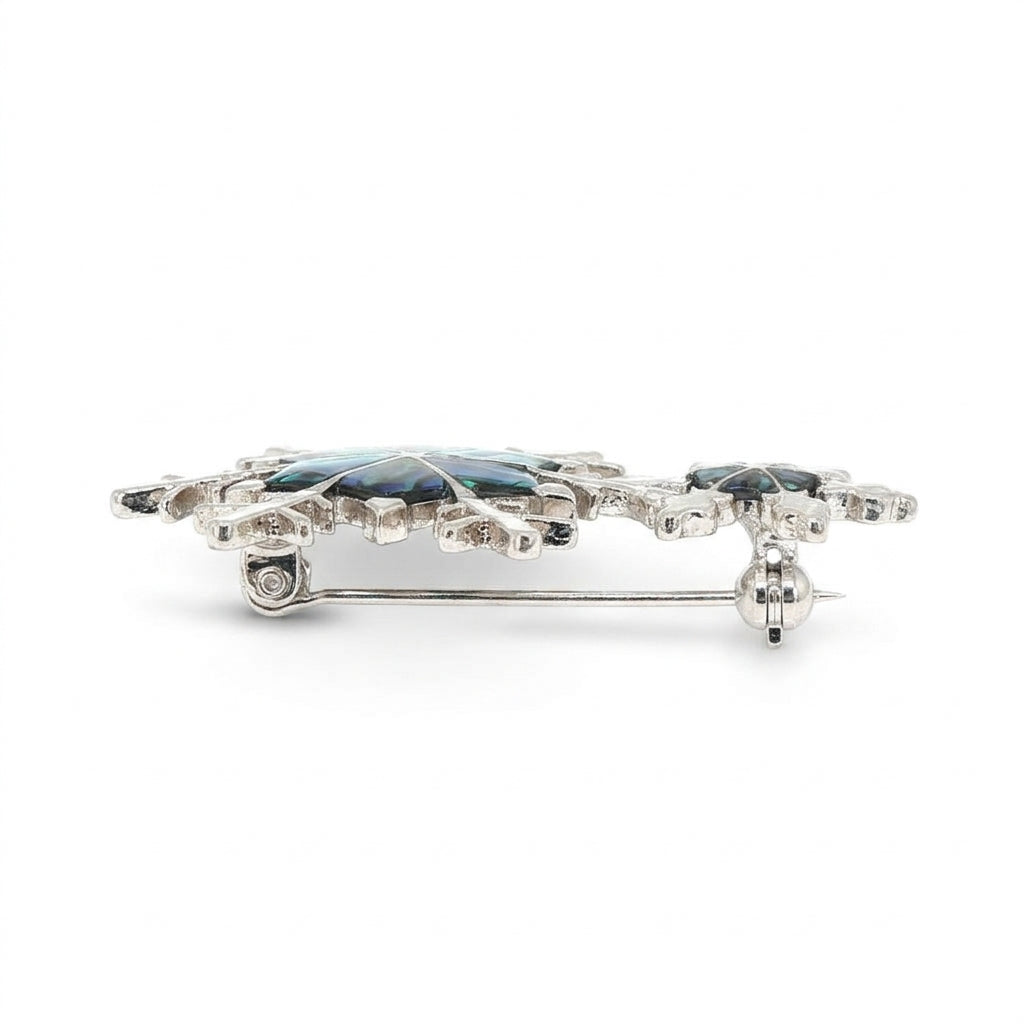 Double Snowflake Brooch with Paua Shell Inlay