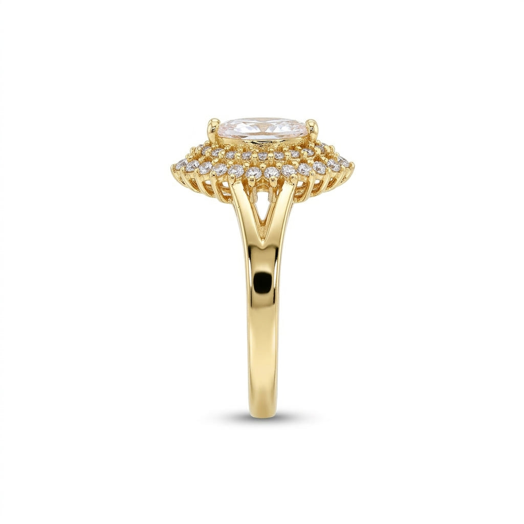 Marquise Gold Plated Adjustable Cocktail Ring