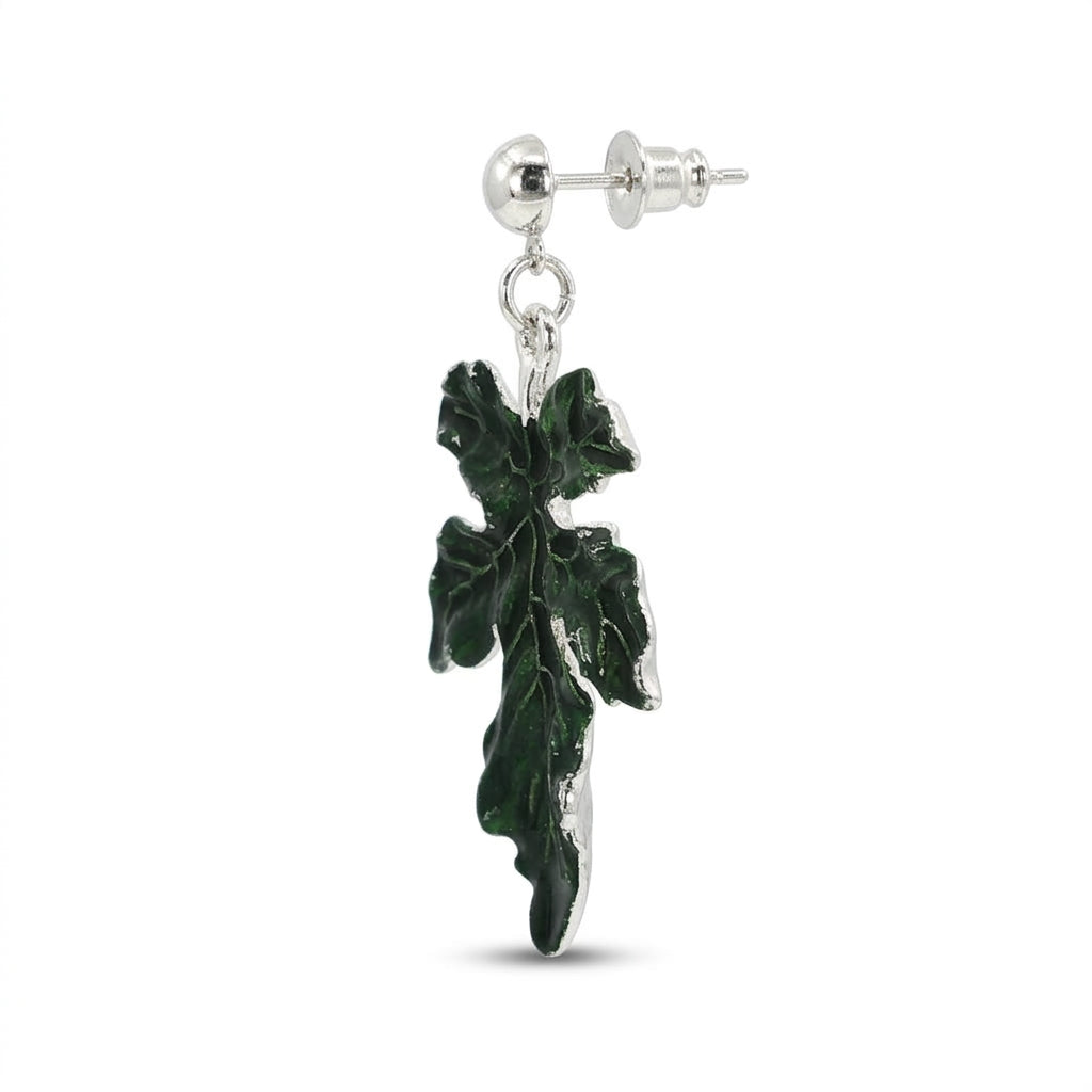 Green Leaf Motif Stud Earrings